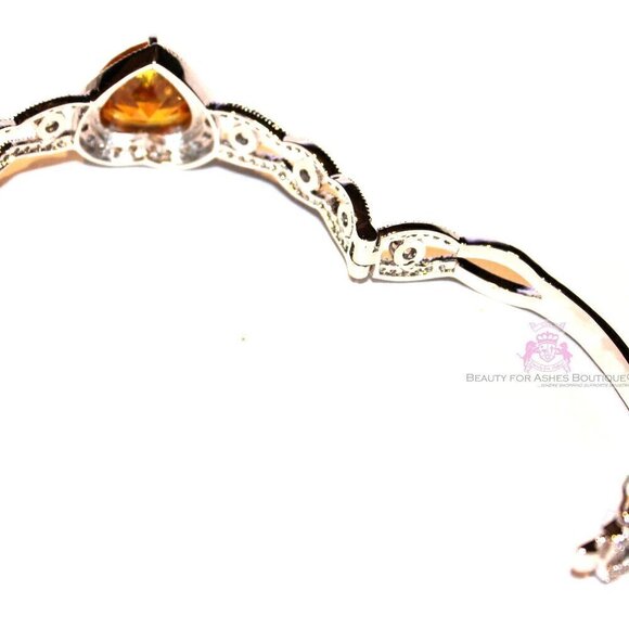 Canary Yellow Cubic Zirconia Heart Love Valentine Cuff Choose Joy Cz Bracelet - Picture 8 of 10